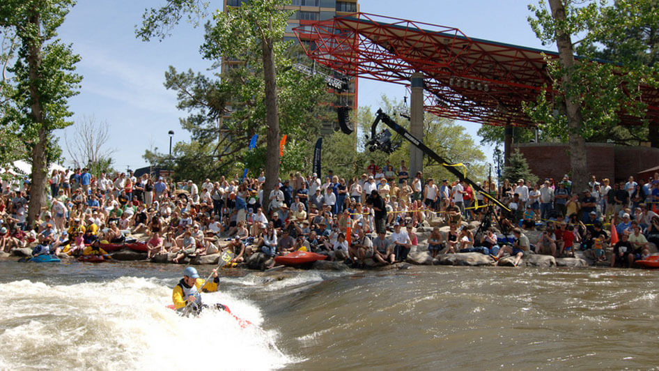 crowd on the side of the river at the reno river festival